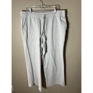 Lafayette 148 NY Gray Heathered Wide Leg  Size XXL Pull On Cotton Knit Pants